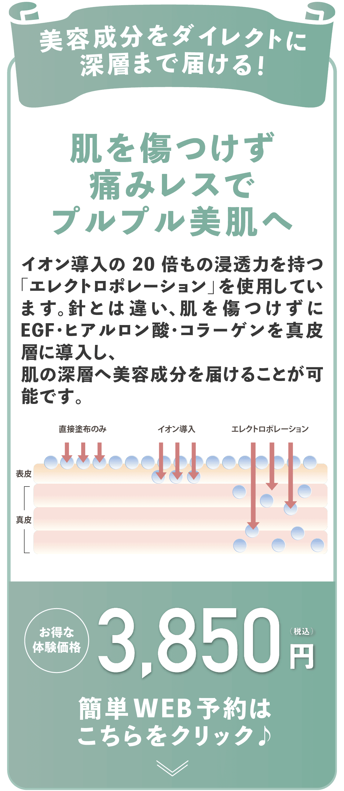 美容成分をダイレクトに深層まで届ける！